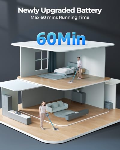 Laresar Cordless Vacuum Cleaner 60 Mins, 450W/38000pa Stick Vacuum Cleaner with Touch Screen, Anti-Tangle Handheld Vacuum 2024 Latest Battery, Vacuum Cordless for Home/Pet Hair/Carpet/Hardfloor 5 Laresar Cordless Vacuum Cleaner 60 Mins, 450W/38000pa Stick Vacuum Cleaner with Touch Screen, Anti-Tangle Handheld Vacuum 2024 Latest Battery, Vacuum Cordless for Home/Pet Hair/Carpet/Hardfloor - Image 3