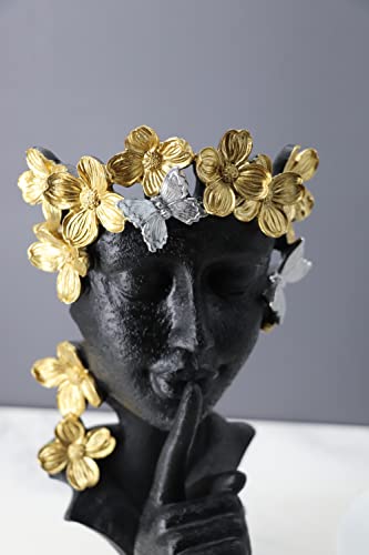 Webonley Thinker Statue, Creative Abstract Flower Maiden Head For Home Decor - Black #TOP4