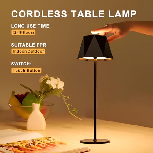 2 Pezzi Lampada Da Tavolo A Batteria Dimmerabile A Led Lampada Da Tavolo Touch Senza Fili, Lampada Da Scrivania A Batteria Ricaricabile Con USB-C, Impermeabile IP44 Per Uso Esterno E Interno, 5600Mah - 4