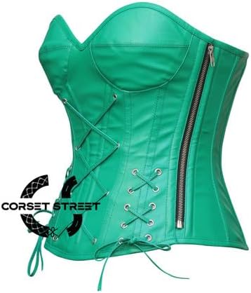 Women’s Green Faux Leather Steampunk Costume Overbust Corset
