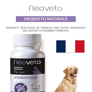 Néovéto VERMIPURGE Vermifugo per cani in compresse naturali a base di principi attivi approvati dai servizi veterinari francesi (Versione italiana)