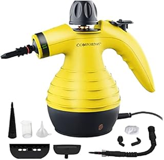Comforday Multi-Purpose Steam Cleaner with 9-Piece Accessories, Perfect for Stain Removal, Curtains, Car Seats, Floor, Bathroom, (Yellow)