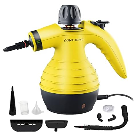Comforday Multi-Purpose Steam Cleaner with 9-Piece Accessories, Perfect for Stain Removal, Curtains, Car Seats, Floor, Bathroom, (Yellow) Cover