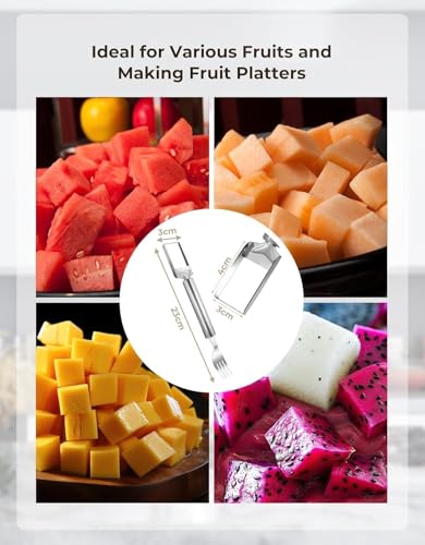 Image of 2 Pcs Pujara Watermelon Cutter Slicer Fruit Tool,2024 Watermelon Cutter,2-in-1 Stainless Steel Fruit Knife Watermelon Fork Slicer for Outdoor Parties and Family Dinners