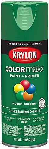 6-Pack of 12 oz Krylon K05517007 Emerald Green COLORmaxx Paint & Primer Spray Paint, Gloss