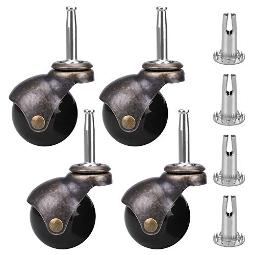 チェアホイール 4個 キャスター 50mm ゴールドボールキャスター 差込式キャスター 取替え キャスター静音 傷つけにくい (ロックなしのステムキャスター)