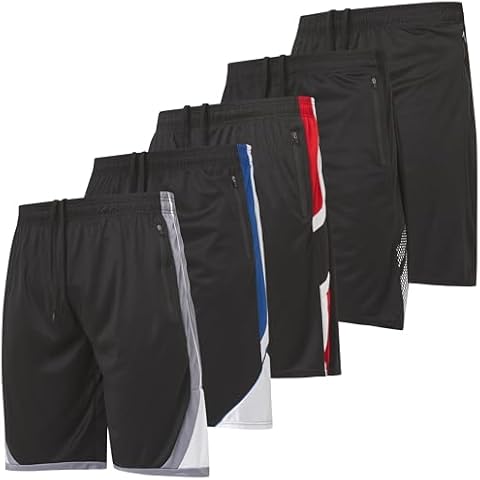 Ultra Performance Mens 5 Pack Athletic Running Shorts, Basketball Gym Workout Shorts for Men with Zippered Pockets Cover