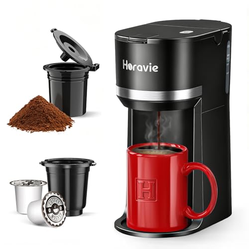 Horavie Mini Single Serve Coffee Maker For K Cup And Ground Coffee