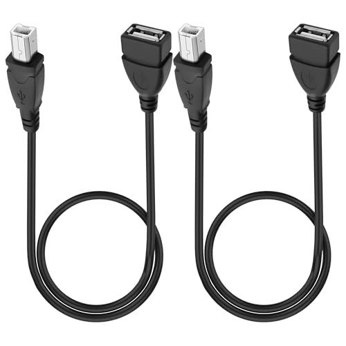 XMSJSIY Cable de impresora USB hembra a tipo B macho USB 2.0 A a tipo B, conector de alta velocidad para impresoras, escáneres, discos duros externos de escritorio, 50 cm, 2 unidades