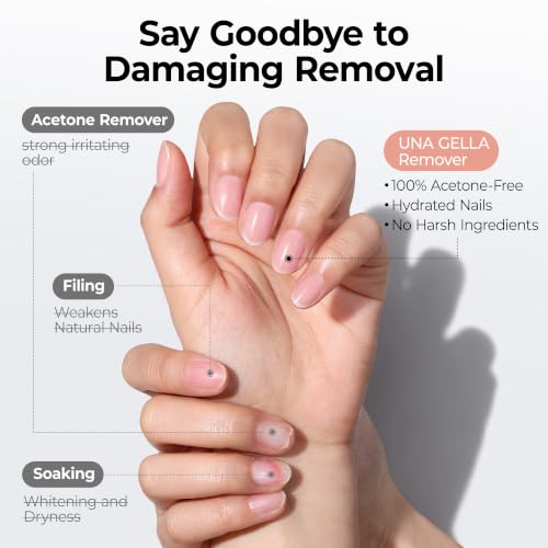 Image of UNA GELLA Nail Glue Remover for Press On Nails 20ml Pinpoint Acetone-Free | Semi Solid Nail Glue Remover for Nail Tips, Gentle GLUE Remover with Upgraded Stick for Easy Removal Salon