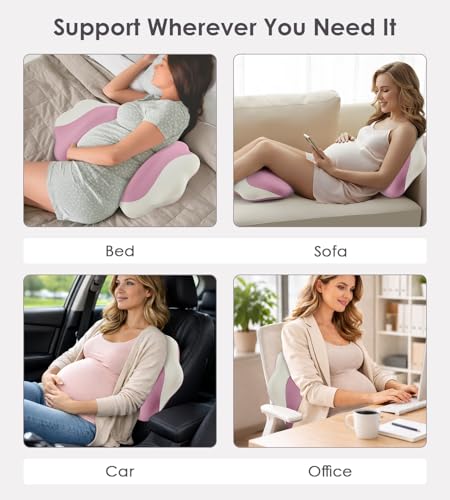 Image of Pregnancy Pillows for Sleeping, Memory Foam Maternity Pillow Support for Back Belly HIPS, Adjustable Travel Wedge Pillow for Pregnant Women, Side Sleeping Pregnant Pillows with Cooling Pillowcase