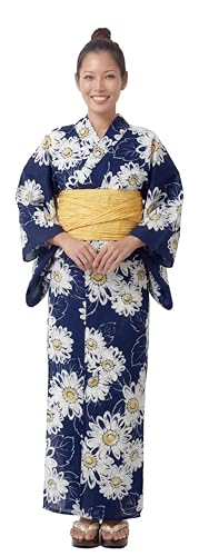 Dita Womens New Separate Yukata Set with Easy Wearing Top Wrap Skirt and Pleated Heko Obi Belt (Japanese Casual Kimono) (16700208 onesize)