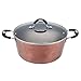 San Ignacio - Casseruola Ø 28 x 13 cm, 4 Litri di capacità, Alluminio forgiato, Colore Rame Metallizzato, con Coperchio in Vetro, Manici e pomelli Rivestiti in Silicone, induzione