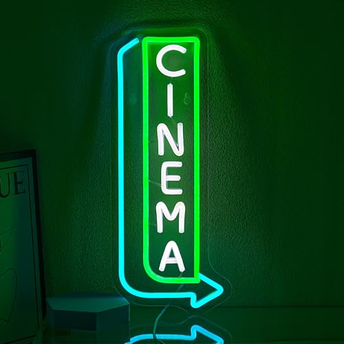 LMSIGNLY Cinema Neon Sign Dimmable Arrow LED Neon Light Sign For Wall Decor Letter LED Neon Lights For Film Room Commercial Theater Cinema Door Decoration