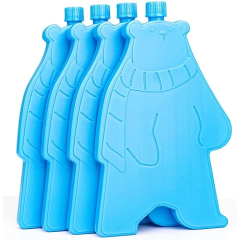 Ice Pack for Lunch Box and Cooler, BPA Free, Reusable and Long Lasting, Slim and Lightweight Design,Polar Bear Style Set of 4, （Blue） Cover