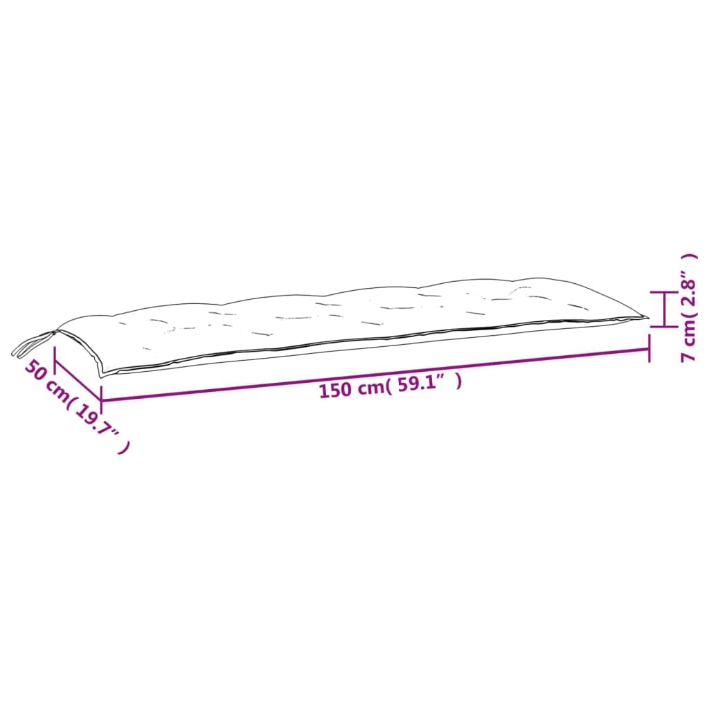 vidaXL Coussin de Banc de Jardin, Coussin de Siège, Coussin de Banc de Patio, Coussin de Meuble de Jardin d'Extérieur, Rayures Bleues/Blanches 150x50x7 cm