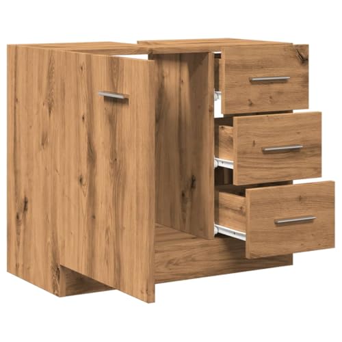 Armario de lavabo en roble con gran almacenaje y estructura compacta de madera 8