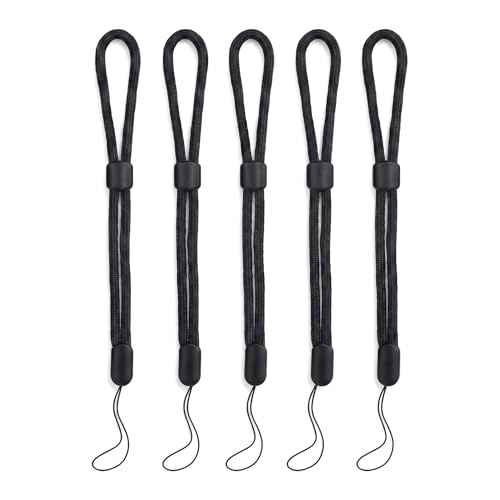 Ufkigays 6 Pack Adjustable Wrist Straps, 7.87 Inch Nylon Hand Lanyards with Loop String, Black Wrist Strap for Phone, Camera, GoPro, PSP, USB Flash Drive and Flashlight