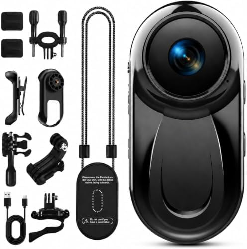 Mini Body Camera 1080P, 512G Thumb Action Camera, Tiny Size, Mount Anywhere, Portable Sports Cam with Magnetic &amp; 360° Clip, Hands-Free Recording for Motorcycle/Sports/Pet/Bike (SD Card Not Included)