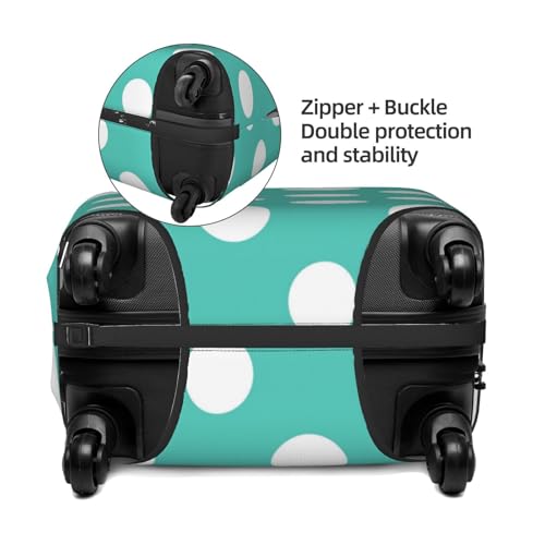 Teal Turquoise And White Polka Dot For Travel Luggage Cover Suitcase Protector Fits 18-32 Inch Travel Luggage Protector Elastic Luggage Anti-Scratch Suitcase Cover2