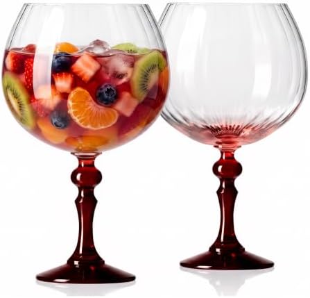 Krosno Verres à Gin 660 ml avec pied rouge, lot de 2 – pour Gin T...