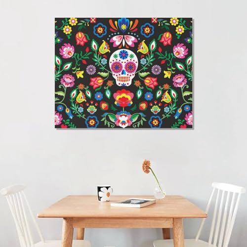 Cuadro de calaveras de azúcar mexicanas para renovar la decoración de tu sala de estar 6