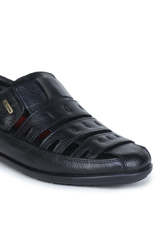 Image of Zoom Shoes A10337 Men's Genuine Leather Slip-On Sandals With Adjustable Ultra Soft & Flexibility Anti Skid Comfortable Daily Sandals for Men