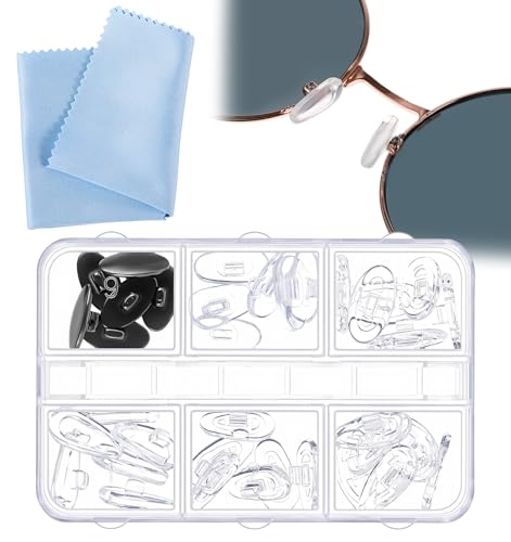 18 Pairs Push in Nose Pads for Glasses, Eyeglass Nose Pad Replacement Kit with 6 Options, Universal Fit for Sunglasses & Optical Frames, Comfortable & Durable
