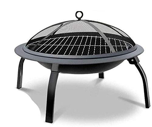 CCKUYT Brasero Plegable de Acero para Exteriores, Calentador para jardín, Patio, Camping, Barbacoa con Parrilla