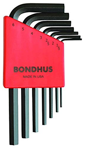 Bondhus 12292 Set of 7 Hex L-wrenches, Short Length, sizes 1.5-6mm