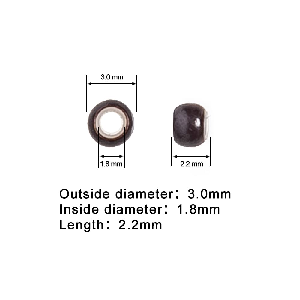 500 PCS Hair Extension Beads Micro Link Silicone Beads for I Tip Human Hair Extensions 3.0x1.8x2.2 mm(Brown) thumbnail