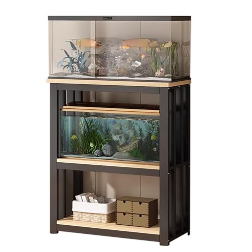Soporte ajustable de 3 niveles para pecera, estante de acuario con marco de metal para sala de estar y entrada, mesa de terrario con accesorios de almacenamiento