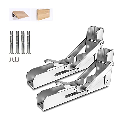 XLHWJCP 2 Stück Klappkonsole Schwerlast, Edelstahl Klappkonsole Tisch Klappregalhalterungen, Klappträger Regalträger Platzsparende DIY Halterung, Tragkraft 150kg, für Küche Garage (601mm/24in)