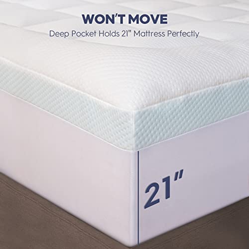 Elemuse Dual Layer 4 Inch Memory Foam Mattress Topper King, 2 Inch Cooling Gel Memory Foam Plus 2 Inch Bamboo Pillow Top Cover, Comfort Support Back Pain Relief #TOP7