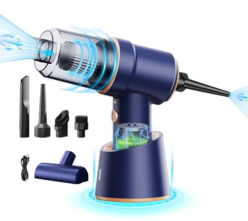 Phlbao Handstaubsauger Akku,3 in 1 Akku Staubsauger 6000Pa Akkustaubsauger mit Typ-C 4000mAh Batterien Tragbarer Mini Staubsauger für Auto, Haus, Haustierhaare (Blau)