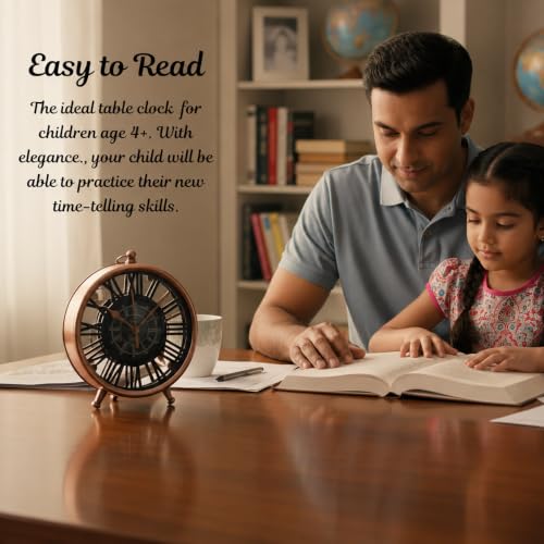 Image of VOGUISH Table Clock for Living Room Stylish| Vintage Table Clock for Home | Roman Alarm Clock for Office Desk