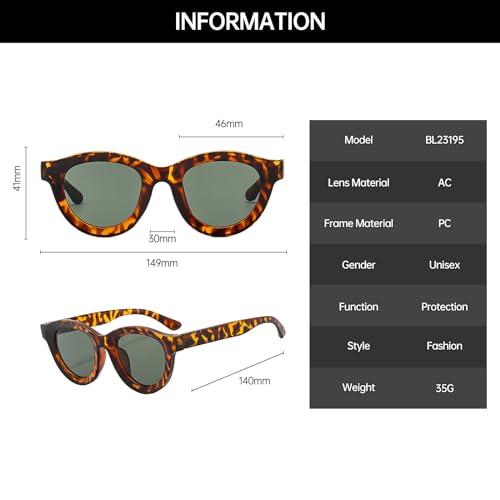 YAMEIZE 90s Retro Round Sunglasses - Oval Vintage Glasses UV Protection Shade for Women Men Driving Outdoor3