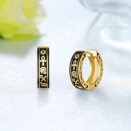 Hoop Earrings for Men Women 925 Sterling Silver Cross/Ankh Earrings Jewelry Gifts for Men Women2