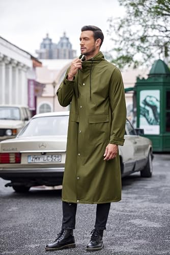 COOFANDY Men's Rain Jacket with Hood Waterproof Lightweight Active Long Raincoat - Thumbnail 2