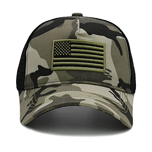 Nvjui Jufopl American Flag Hat, Usa Flags Trucker Hat For Men & Women, Adjustable Embroidered Baseball Cap, Mesh Snapback Hat Camo #TOP1