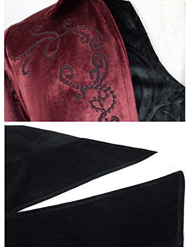 Men's Medieval Frock Tailcoat Steampunk Trench Coat Luxury Victorian Costume (Red, Small) #TOP3