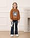 Mioglrie Toddler Girl Clothes 3T 4T Fall Winter Outfits Little Girls Clothing Sets Kids Denim Jeans Fashion Pants Set Brown Printed Shirt Top