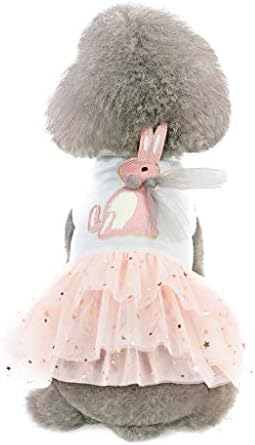 Small Dog Girl Dress,Wakeu Lace Tutu Vest Apparel Clothes for Pet Puppy (S, Rabbit White)