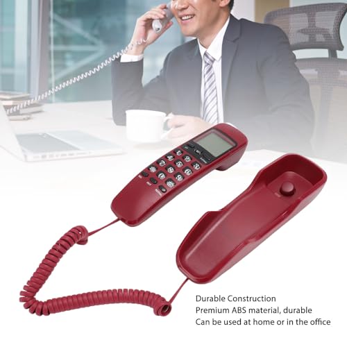 Teléfono de pared con cable, pantalla HD, teclas cómodas, rojo miniatura 2