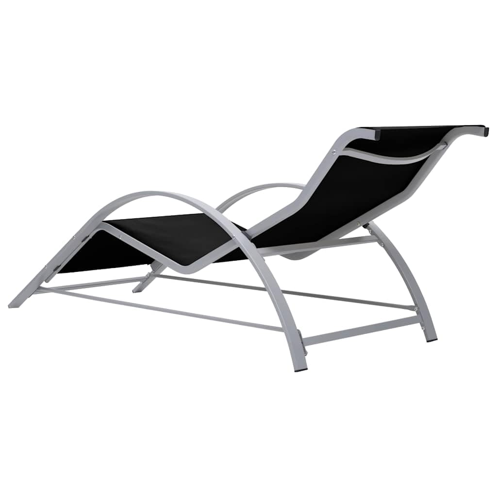 Leżak do opalania, tekstylen, aluminium, czarny, leżak ogrodowy, leżak plażowy, składany, regulowany, na taras, balkon, basen, kemping i urlop