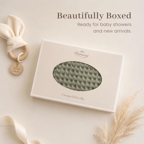 Image of Konssy Waffle Baby Blanket for Boys & Girls, Soft Newborn Swaddle Blanket | Waffle Knit, Cozy Crib Blanket Neutral for Nursery, Stroller & Toddler Bed, Machine Washable, 43 inch x 43 inch(Fog Green)