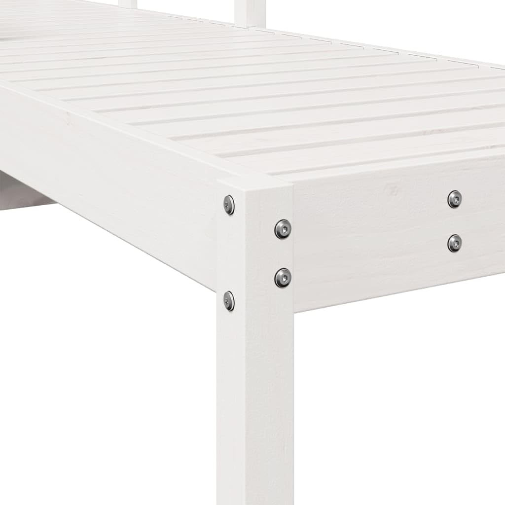 Lettino prendisole bianco in legno di pino massiccio, 199,5 x 62 x 55 cm, regolabile, con schienale, per giardino, terrazza, balcone, piscina, per rilassarsi e prendere il sole