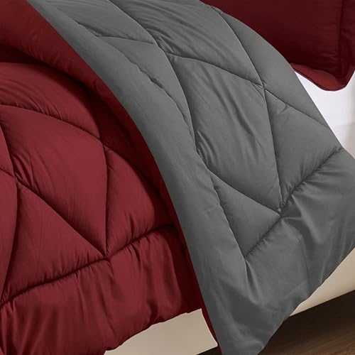 Juego de edredón reversible 3 piezas Elegant Comfort King plumón de ganso gris 5