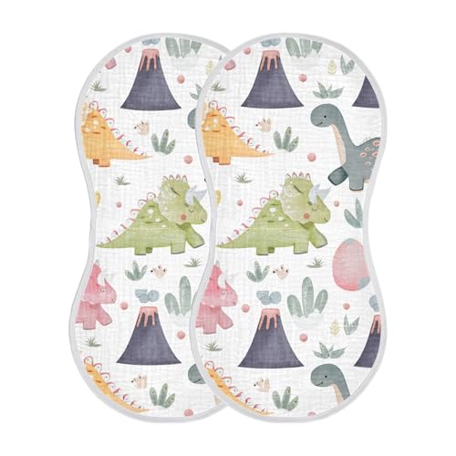 xigua Cute Dinosaurs Muslin Baby Burp Cloths Set of 1, Super Soft & Absorbent Burping Rags, Cotton Burp Clothes Shower Gift for Newborn, Baby Girls and Boys2