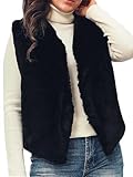 JEWEKY Women’s Faux Fur Vest Sleeveless Waistcoat Winter Warm Outwear Short Vest Jacket Coat for Spring Autumn and Winter (Black,S)